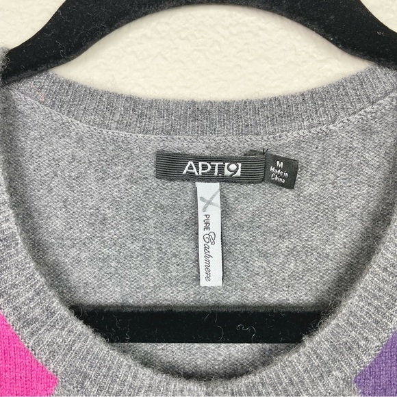 Apt.9 Women's Medium 100% Cashmere Argyle Button Front Cardigan Sweater Academia - Picture 11 of 16